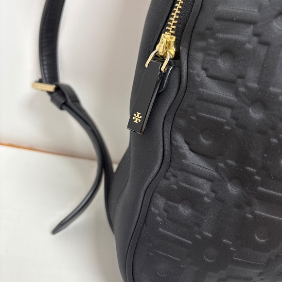 Tory Burch Women's Embossed Black Neoprene Backpack - Picture 2 of 7